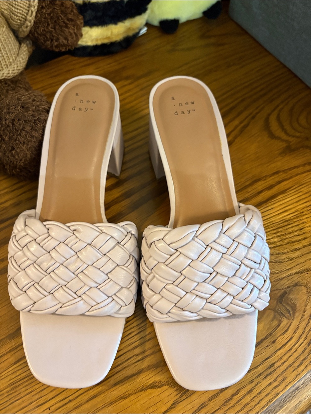 a new day Blush Braided Block Heel Mules